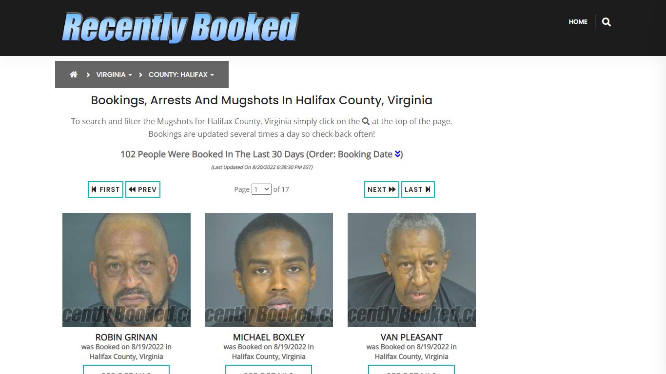 Recent bookings, Arrests, Mugshots in Halifax County, Virginia